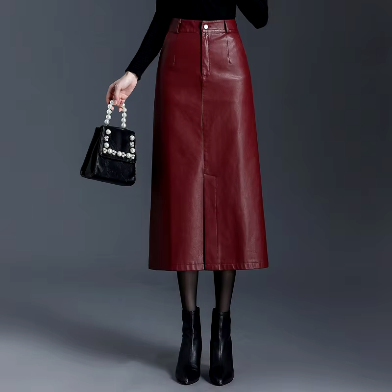 Colette Leather Midi Skirt